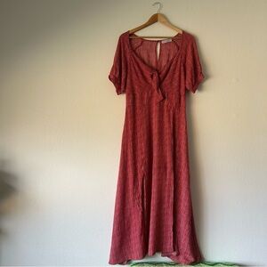 Hayden Los Angeles Red Short-Sleeve Maxi Dress with Tie Front